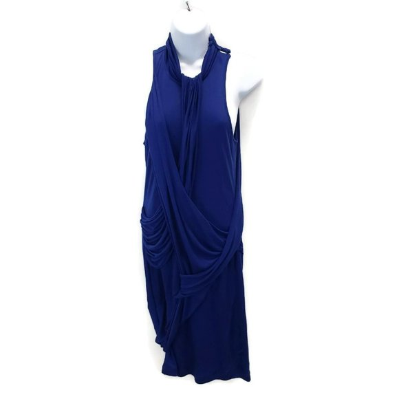 Alexander McQueen Dresses & Skirts - Alexander McQueen Womens Blue Wrap Front Dress Size S Sleeveless Midi NWT